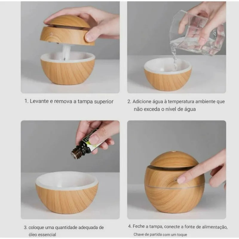 Umidificador e Aromatizador de Ambientes - Wood