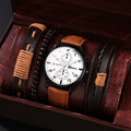 KIT MASCULINO RELOGIO - 4 PEÇAS EM COURO